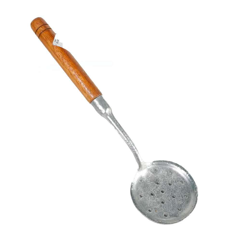 Escumadeira de Metal 33 cm Cabo de Madeira