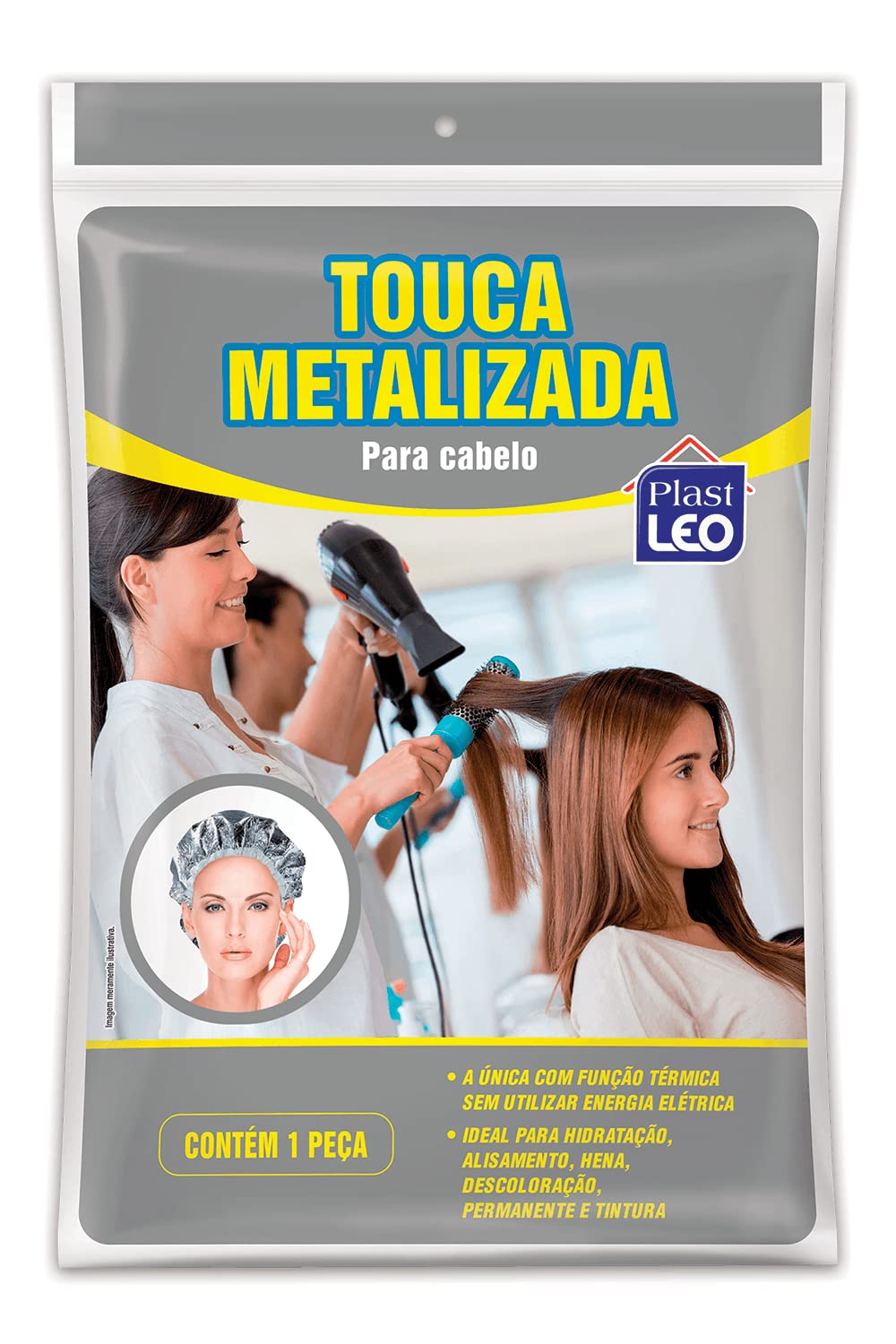 Touca metalizada plast leo